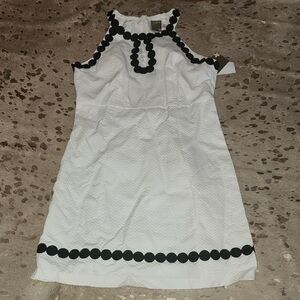 Taylor White Dress with Black Floral Accents